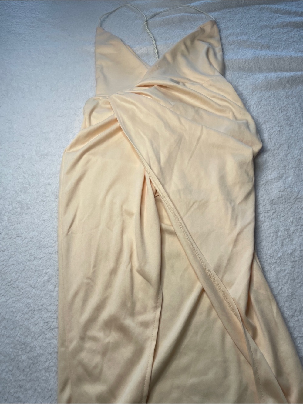 Lioness Elegant Cream Slip backless Dress with Plunging Neckline